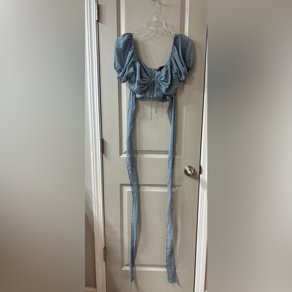 Cotton Candy LA Blue and White Crop Top - Picture 4 of 4